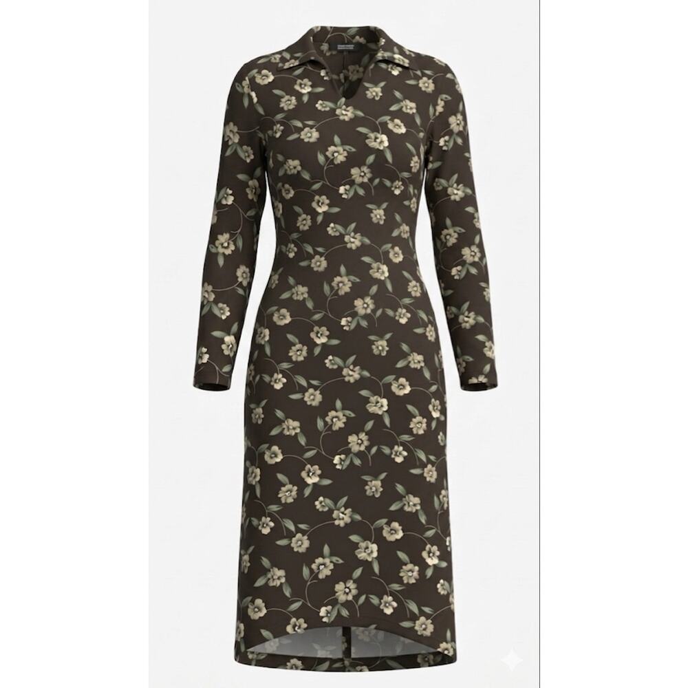 Meghan Elisse Green Long Sleeve Floral Maxi Dress Size L/X